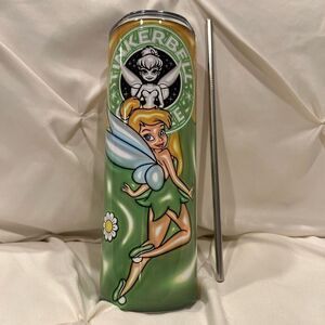 Disney Peter Pan Tinker Bell Insulated Tumbler 20oz Stainless Steel & Straw NEW